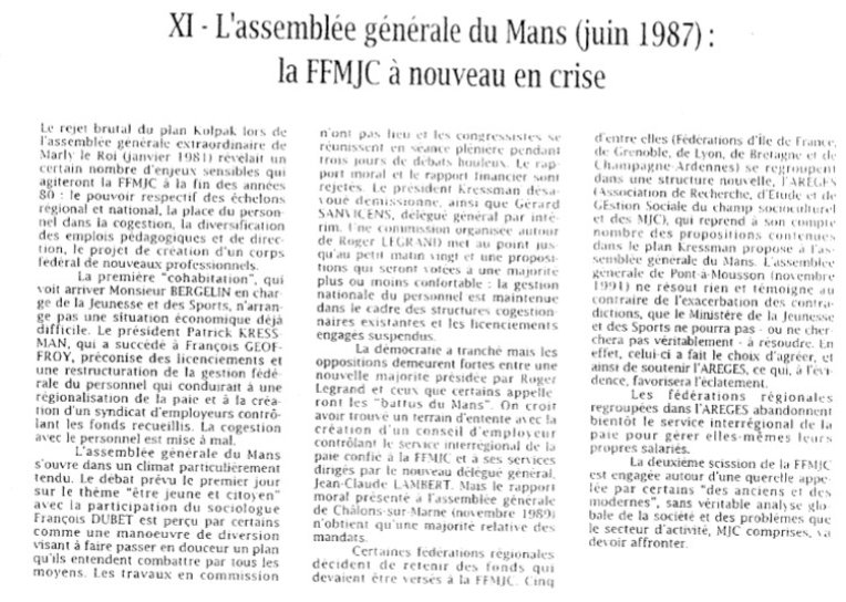 AG de la FFMJC de 1987
